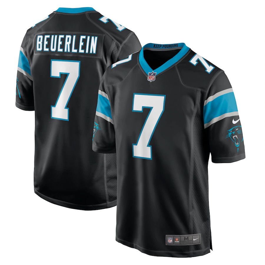 Men Carolina Panthers 7 Steve Beuerlein Nike Black Retired Player NFL Jersey